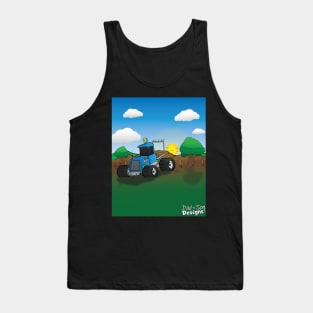 Blue Hunting Truck Cartoon Tank Top